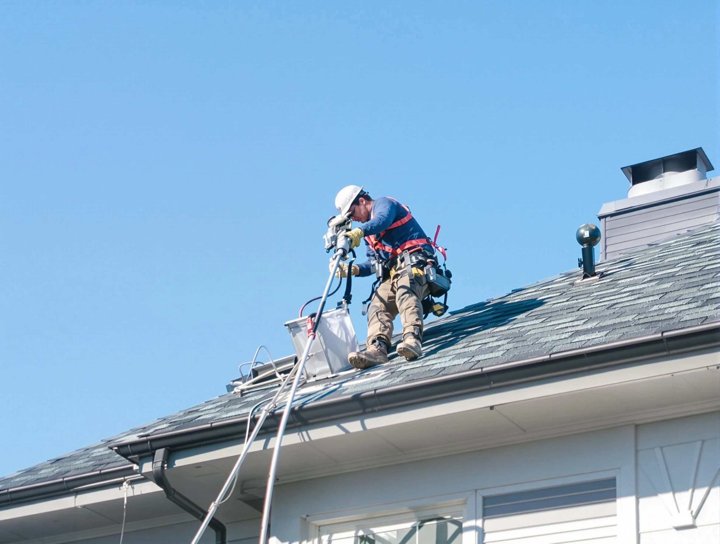 White Bluff Dryer Vent Cleaning certified technician cleaning a roof-mounted dryer vent system in White Bluff