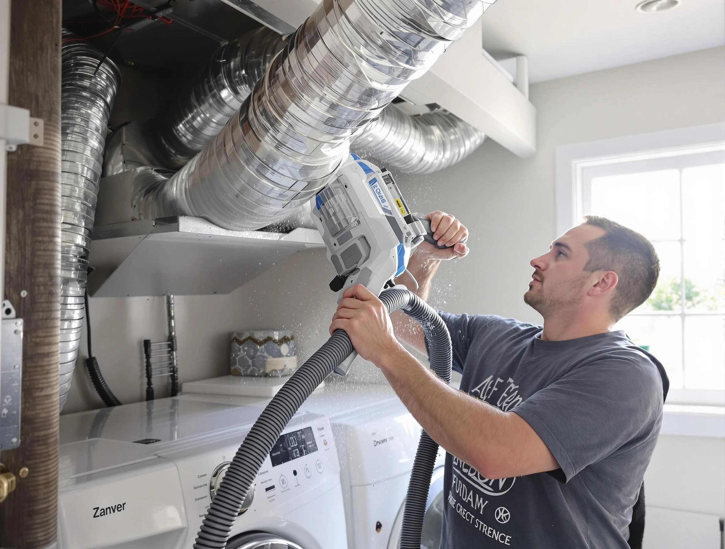 White Bluff Dryer Vent Cleaning specialist cleaning deep within a dryer vent duct system in White Bluff