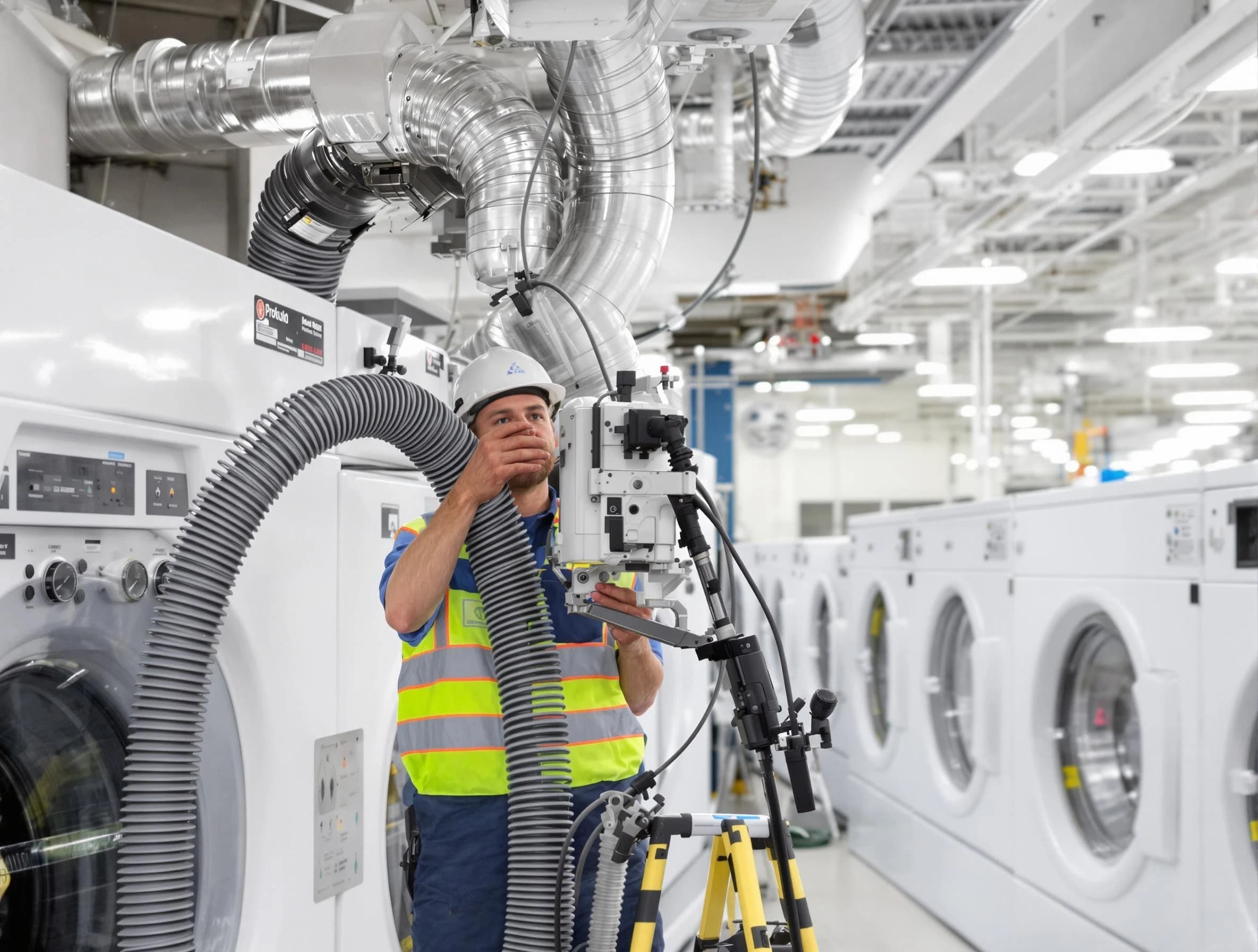 White Bluff Dryer Vent Cleaning team performing commercial-grade dryer vent cleaning at a business facility in White Bluff
