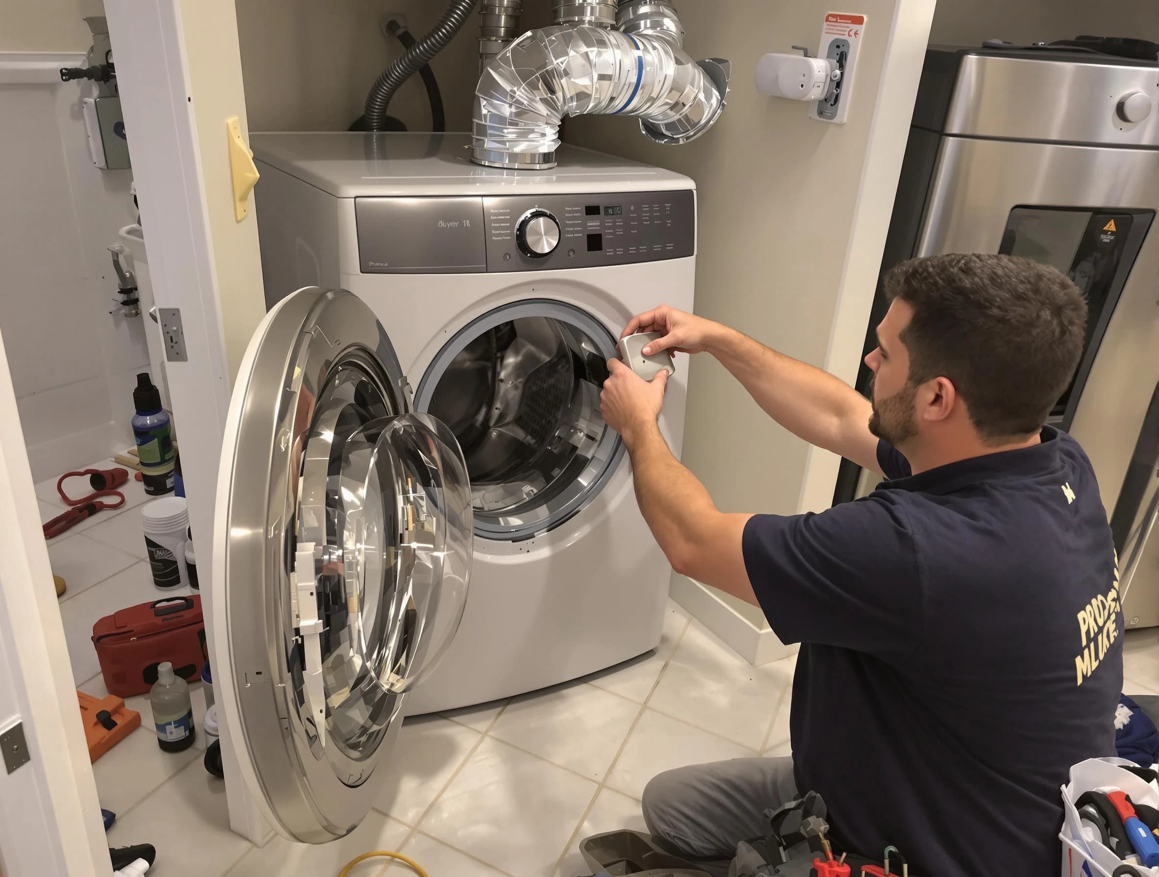 White Bluff Dryer Vent Cleaning technician performing precise dryer vent hose installation in White Bluff